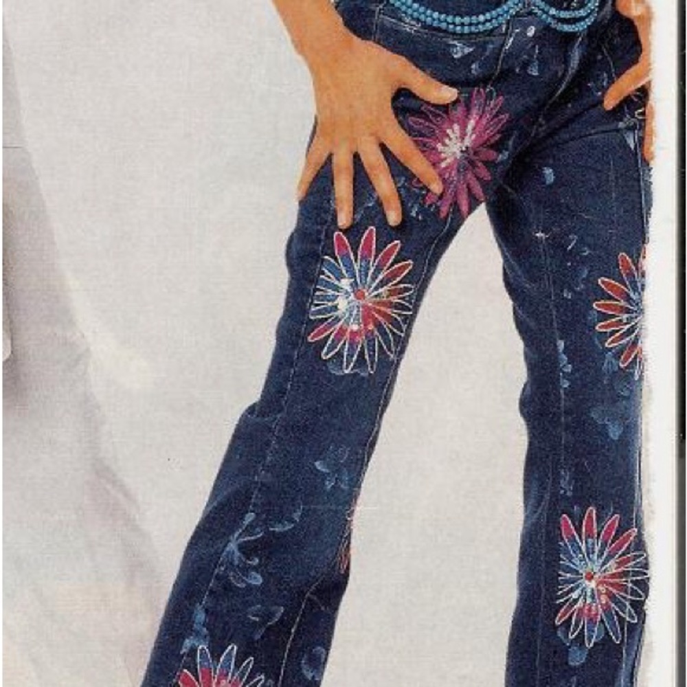 Versace Jeans Couture Flared Low Rise Jeans with Flower Sequins - Picture 6 of 6